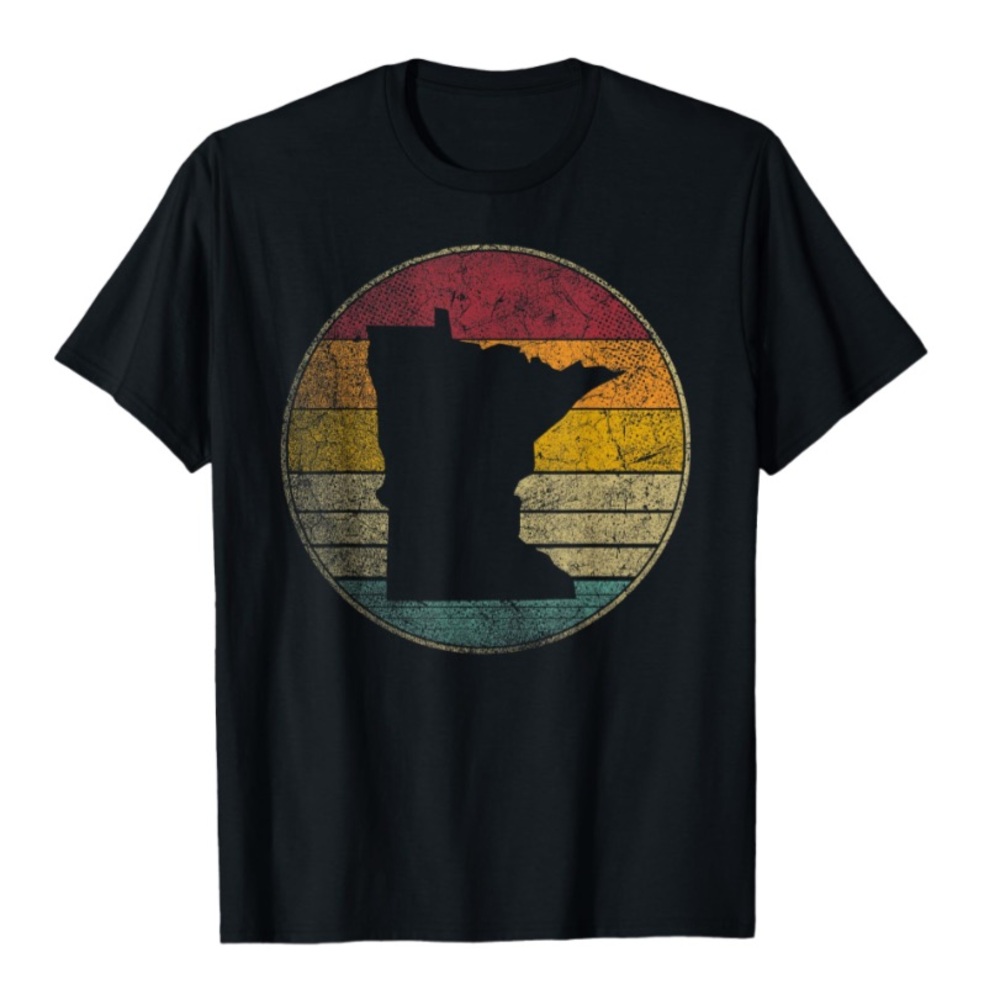 MINNESOTA Vintage Retro Graphic Black T-Shirt